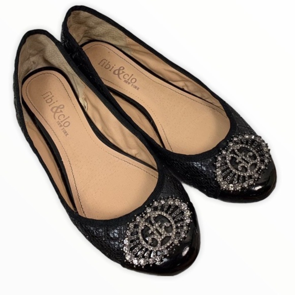 fibi & clo New York- Quilted Ballet Jeweled Ballet Flats size 7